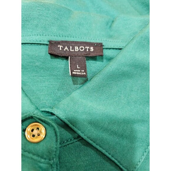 NWOT Women's‎ Talbots Polo Shirt Pockets Green Size L - Picture 4 of 5